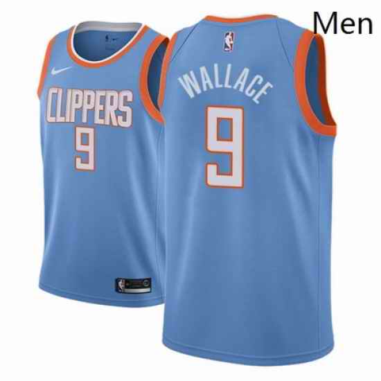 Men NBA 2018 19 Los Angeles Clippers 9 Tyrone WallaceCity Edition Light Blue Jersey